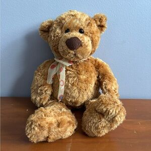 Gund “Marmalade” Tan Teddy Bear with Polka Dot Scarf